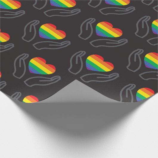 Regenbogen-Herz Autismus Unterstützende Hände Dunk Geschenkpapier (Ecke)