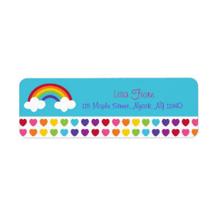 Regenbogen-Herz-Baby-Adressen-Etiketten