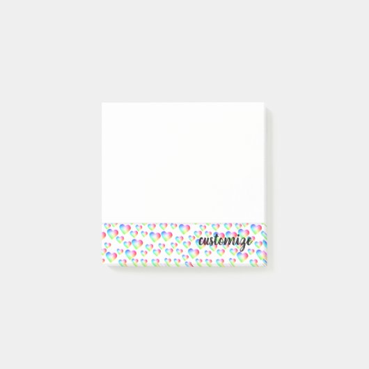 Regenbogen-Herz-Blasen Post-it Klebezettel (Vorderseite)
