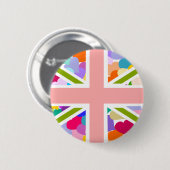 Regenbogen-Herz-Gewerkschafts-Jack Button (Vorne & Hinten)