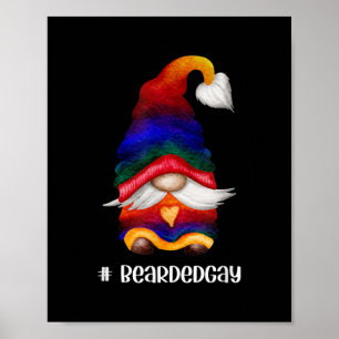 Regenbogen-Herz-Gnom mit Bart BeardedGay für Männe Poster
