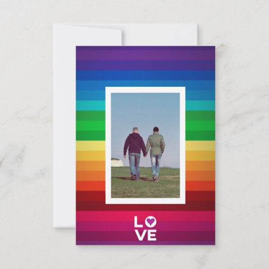 Regenbogen-Herz-Hochzeit danken Ihnen Dankeskarte (Rückseite)