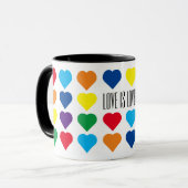 Regenbogen-Herz-"Liebe ist Liebe! " Tasse (Vorderseite Links)