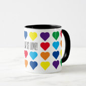 Regenbogen-Herz-"Liebe ist Liebe! " Tasse (VorderseiteRechts)