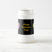 Regenbogen-Herz mit Sternchen auf schwarz Bierglas (Mittel)