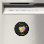 Regenbogen-Herz mit Sternchen auf schwarz Magnet (In Situ (Geschirrspüler))