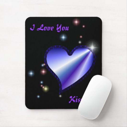 Regenbogen-Herz mit Sternchen auf schwarz Mousepad (Mit Mouse)