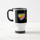 Regenbogen-Herz mit Sternchen auf schwarz Reisebecher (Links)