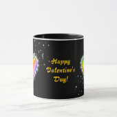Regenbogen-Herz mit Sternchen auf schwarz Tasse (Zentrum)