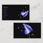 Regenbogen-Herz mit Sternchen auf schwarz Visitenkarte (Vorne/Hinten)