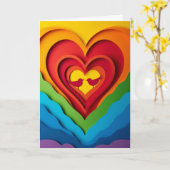 Regenbogen-Herz-Papiercollage Karte (Gelbe Blume)