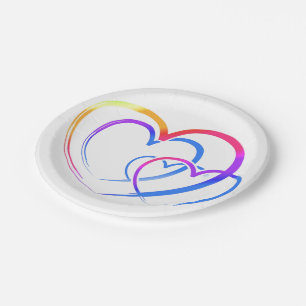 Regenbogen-Herz-Papierteller Pappteller