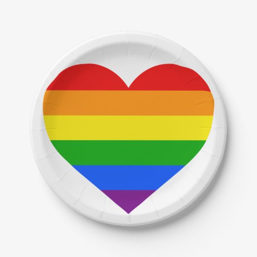 REGENBOGEN-HERZ " PAPPTELLER (Vorderseite)