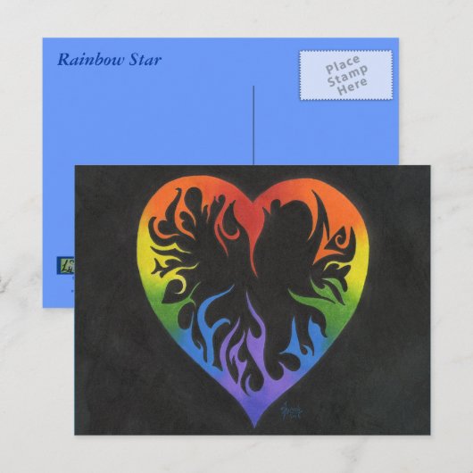Regenbogen-Herz Postkarte (Vorne/Hinten)