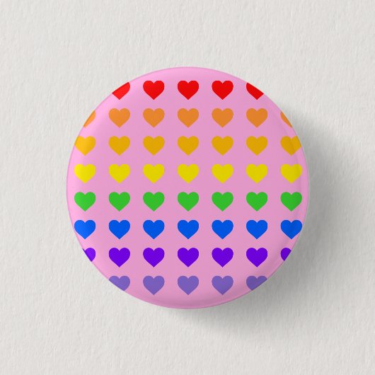 Regenbogen Herz rosa Hintergrund Button (Vorderseite)
