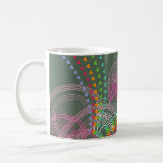 Regenbogen-Herz-rosa Wirbel Kaffeetasse