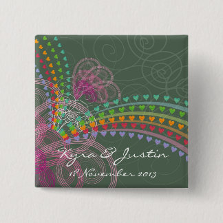 Regenbogen-Herz-rosa Wirbels-bunter Button