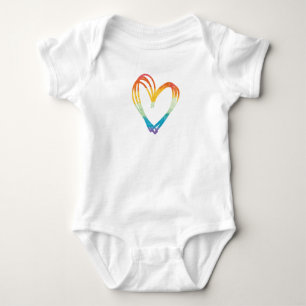 Regenbogen-Herz-Skizze Baby Strampler