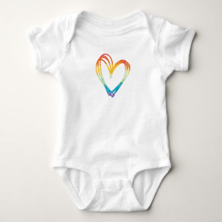 Regenbogen-Herz-Skizze Baby Strampler