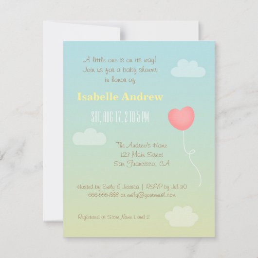 Regenbogen-Herz steigt Einladung (Rückseite)