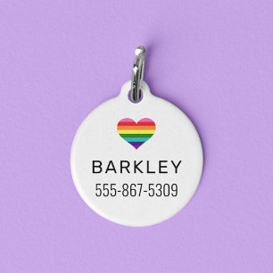 Regenbogen Herz Stolz Hunde Name Zahl Haustiermarke