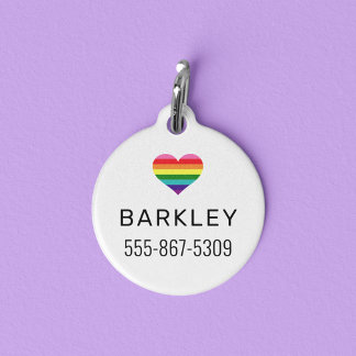Regenbogen Herz Stolz Hunde Name Zahl Haustiermarke