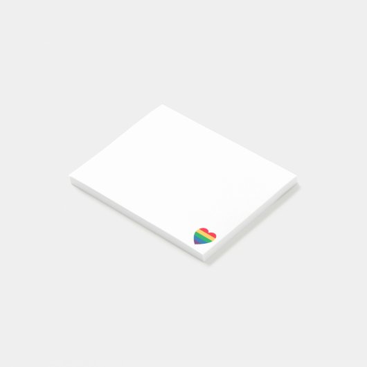 Regenbogen-Herz-Stolz Post-it Klebezettel (angewinkelt)