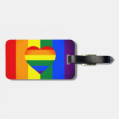 Regenbogen-Herz-und-Regenbogenflagge /LGBT-Gemeins Gepäckanhänger (Rückseite horizontal)