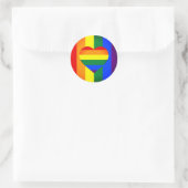 Regenbogen-Herz-und-Regenbogenflagge /LGBT-Gemeins Runder Aufkleber (Tasche)