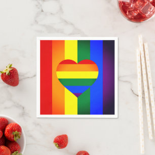 Regenbogen-Herz-und-Regenbogenflagge /LGBT-Gemeins Serviette