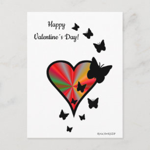 Regenbogen Herz und Schmetterling Postkarte
