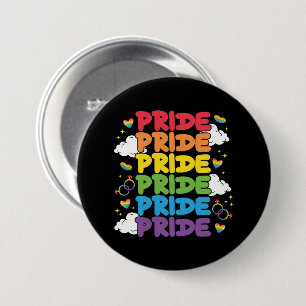 Regenbogen, Herz und Wolken - Wiederholter Stolz Button