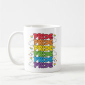 Regenbogen, Herz und Wolken - Wiederholter Stolz Kaffeetasse (Links)