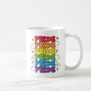 Regenbogen, Herz und Wolken - Wiederholter Stolz Kaffeetasse