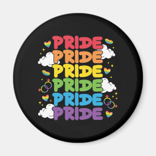 Regenbogen, Herz und Wolken - Wiederholter Stolz Magnet