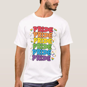 Regenbogen, Herz und Wolken - Wiederholter Stolz T-Shirt