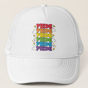 Regenbogen, Herz und Wolken - Wiederholter Stolz Truckerkappe