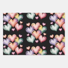 Regenbogen-Herz-Valentinstag-Geschenkpapier Geschenkpapier Set