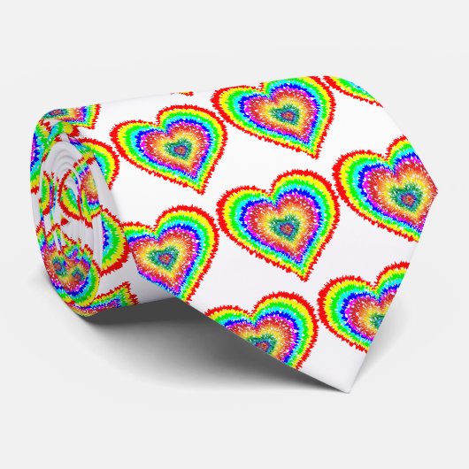 Regenbogen-Herz Valentinstag Krawatte (Gerollt)