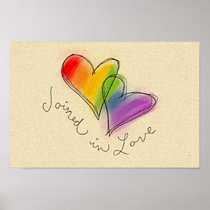 Regenbogen-Herz verbunden in der Liebe Poster