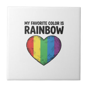 Regenbogen-Herz Vintage-Gravur Lieblingsfarbe-Shir Fliese