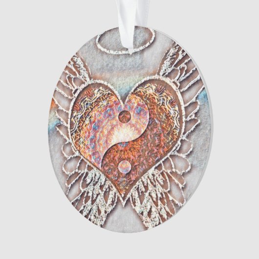 Regenbogen Herz Yin Yang Ornament (Vorderseite)