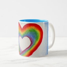 Regenbogen-Herz Zweifarbige Tasse