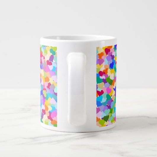 Regenbogen-HerzConfetti Jumbo-Tasse (Rückseite)