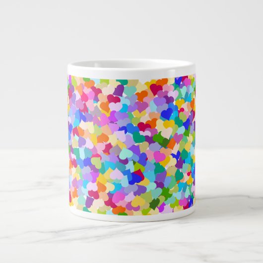 Regenbogen-HerzConfetti Jumbo-Tasse (Vorderseite)