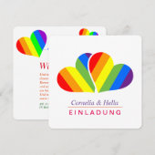 Regenbogen Herzen Einladung (Vorne/Hinten)