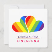 Regenbogen Herzen Einladung (Vorderseite)