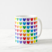 Regenbogen-Herzen Kaffeetasse (VorderseiteRechts)