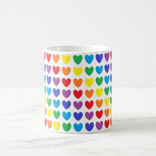 Regenbogen-Herzen Kaffeetasse (Mittel)