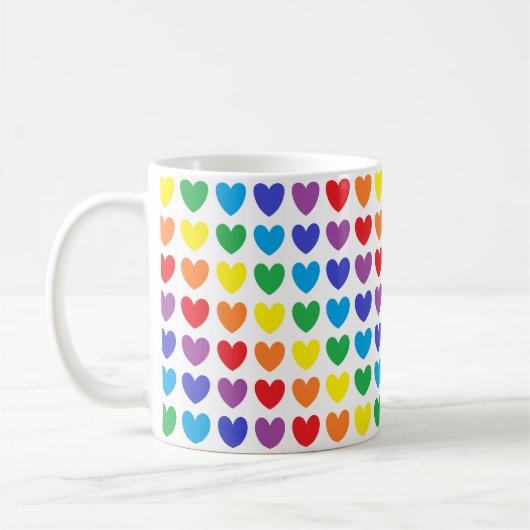 Regenbogen-Herzen Kaffeetasse (Links)